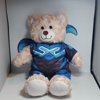 Build A Bear Blue Beetle No Mask DC Cream Bear Rare Retired Sings Nerdout