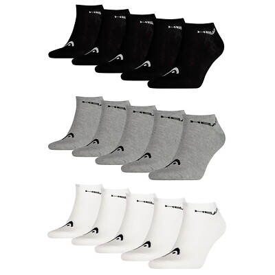 Kurze Head Sneaker Socken Füßlinge Damen Herren Socken schwarz grau weiß 15 Paar