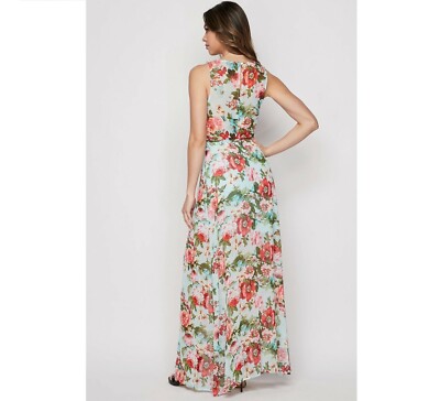 Teeze Me Junior Women 7/8 Aqua Pink Floral Print Leg Chiffon Maxi Dress No Belt | eBay Teeze Me Junior Women 7/8 Aqua Pink Floral Print Leg Chiffon Maxi Dress No Belt | eBay