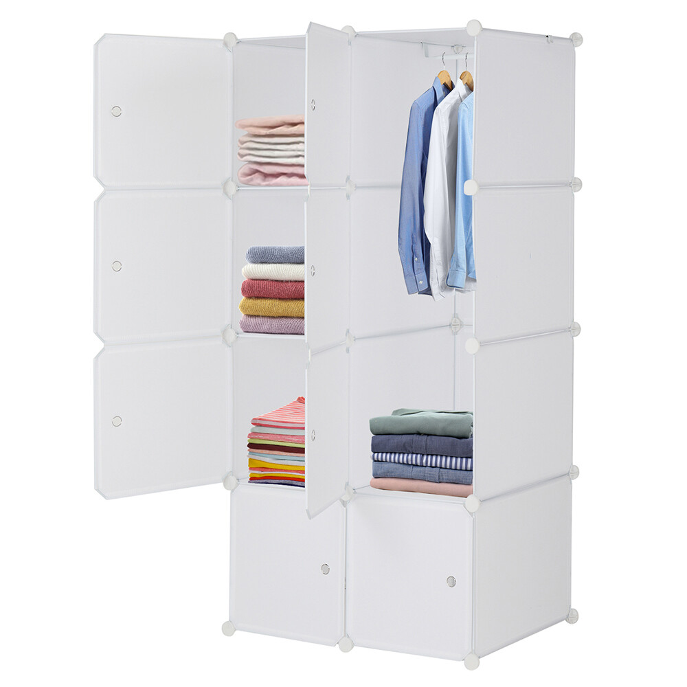 Portable Wardrobe Closet with Hanging Rod and Modular Storage Shelves-image