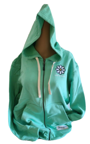 Life Is Good LS Simply True Zip Fleece Hoodie Sweatshirt DAISY Chest53 Womens XL
