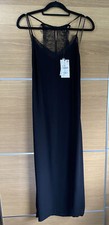 Zara Size S 8/10 Black Long Evening Dress Lace Cut Out Back Party Bnwt Bb2