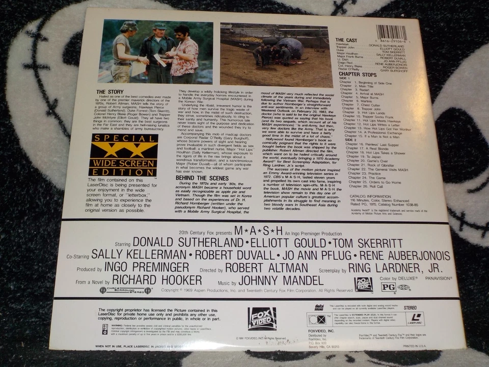 MASH Widescreen Laserdisc LD Donald Sutherland Free Ship $50 Foto 2 de 3