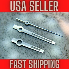 SILVER "BATON" Hands Fits Seiko NH35,NH36,7s26,7s36 SKX007 Green luminous