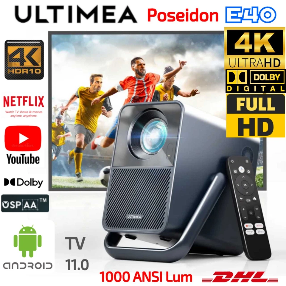 Android Ultimea Poseidon E40 TV 4K Beamer 1000 ANSI Lumen Projector Native 1080 - Bild 2 von 4