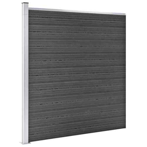 NNEVL Fence Panel WPC 175x186 cm Black - Picture 2 of 9