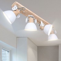 Retro Decken Spot Lampe Ess Zimmer Strahler Schwenkbar Holz Flur Leuchte Weiß