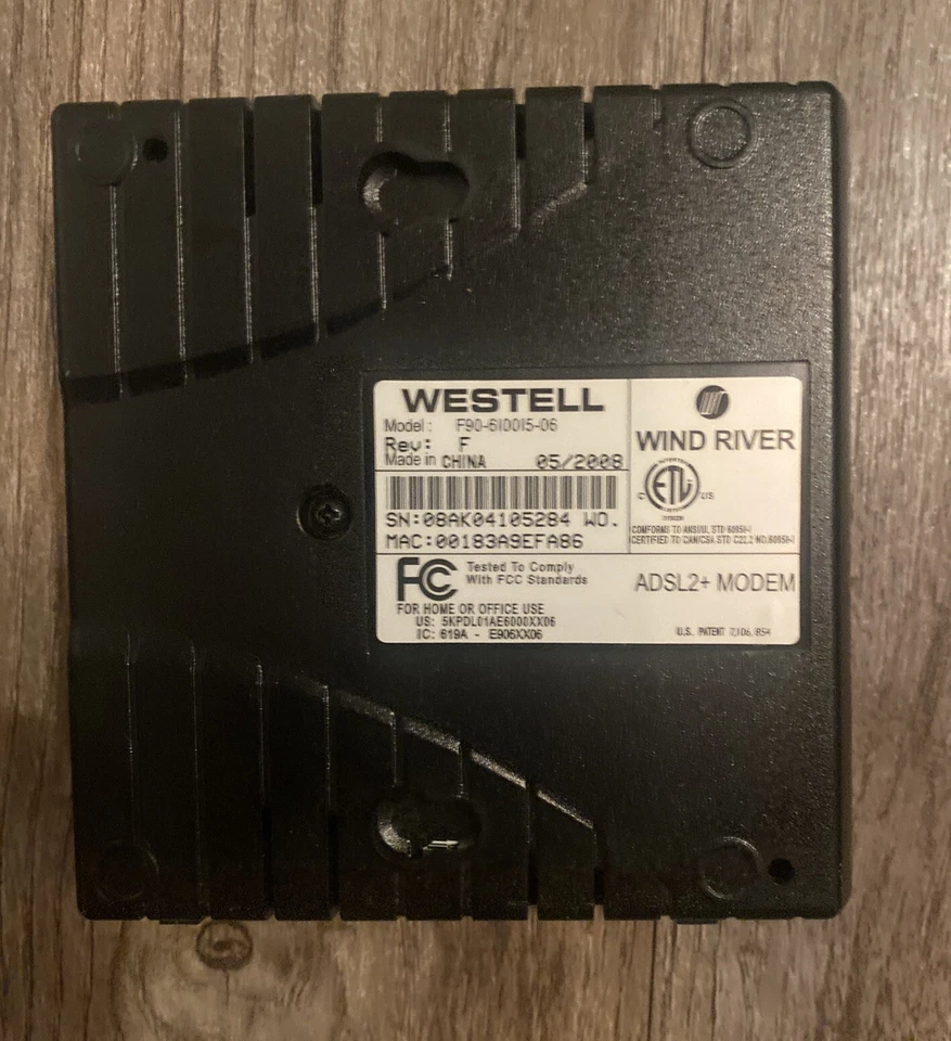 Westell F90-610025-06 ADSL2+ ROUTER w/adapter/ethernet-USB Combo cable - Image 2 of 4