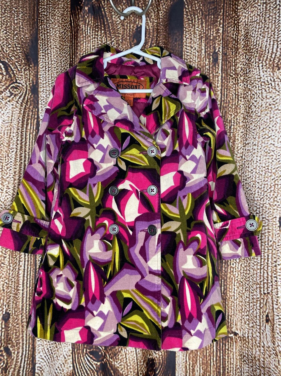 Missoni for Target Toddler Girl’s Jacket Trench Coat Flowers Purple Size  2T-3T - Main Image