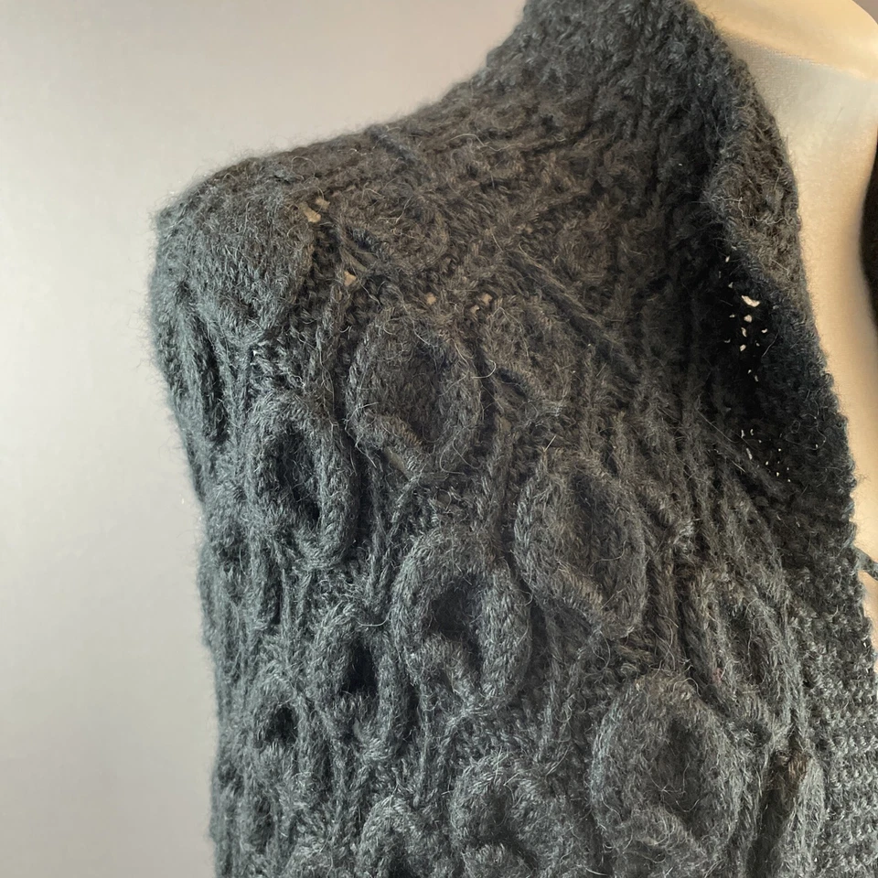 Xale de malha de fio de alpaca superfino preto BOHO Babydoll Shrug Wrap - Imagem 4 de 4