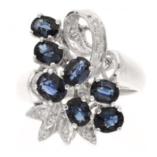 18Carat White Gold 1.00ct Sapphire & 0.15ct Diamond Fancy Cluster (Size L)