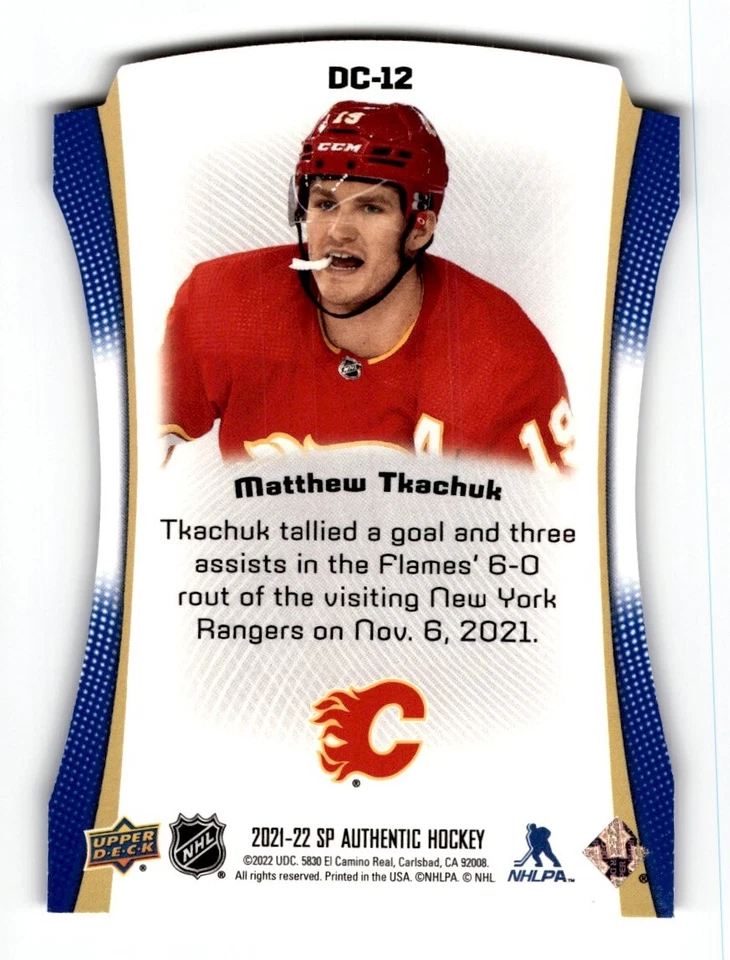 2021-22 SP Authentic Die Cuts Blue Matthew Tkachuk #DC-12 - Image 2 of 2