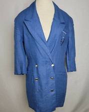 90s VERSUS Gianni VERSACE Linen Double Breasted Oversized Jacket US 12 Italy