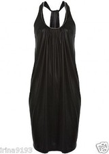 Full Circle Women`s Dress Leather Look Zip Detail Black Size 8 RRP £65.00