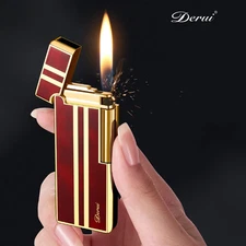 Derui Ultra-thin Kerosene Cigarette Lighter Side Slip Grinding Wheel inflatable