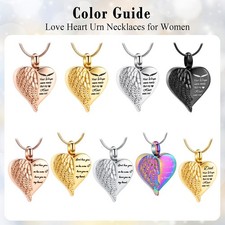 Angel Wing Heart Urn Pendant Cremation Jewelry for Ashe Keepsake Memory Necklace