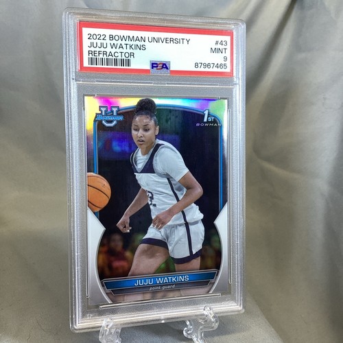 JuJu Watkins 1st Refractor Bowman University Bowman #43 USC Trojans PSA 9 - Picture 2 of 4