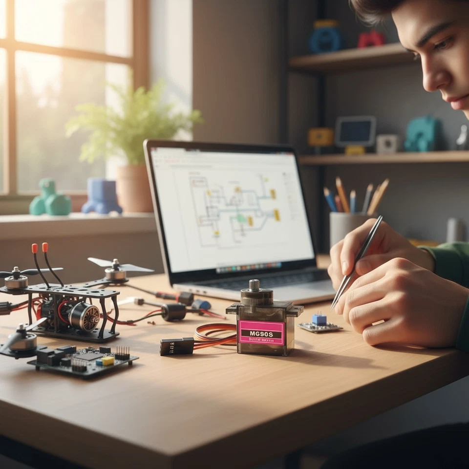 8 Stück Servo MG90S Metalgetriebe Mini Micro Servo JR Stecker Flugzeug Ruderhorn - Bild 4 von 4