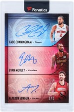 Cunningham/Mobley/Sengun Pistons/Cavaliers/Rockets Signed '24-25 Panini 1/3 Card