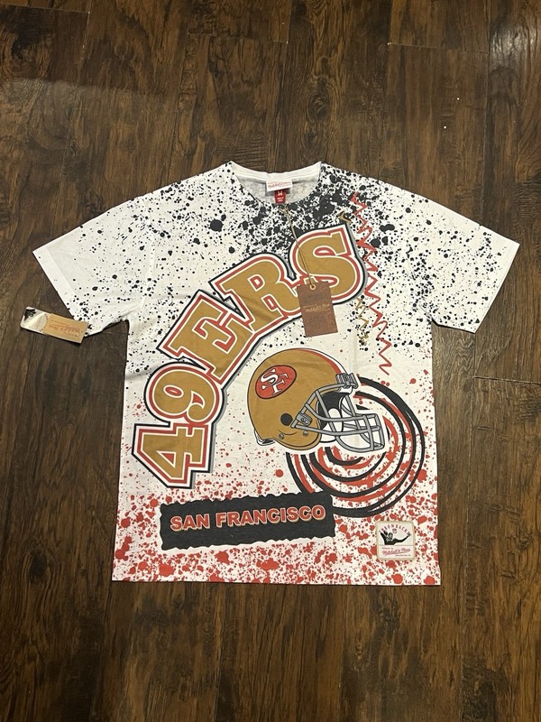 San Francisco 49ers Mitchell & Ness All Over Print Team Burst T-Shirt Brand New!