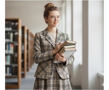 Pendleton Vtg 100 Virgin Wool Black/Orange Plaid Jacket  Skirt Set Size 8