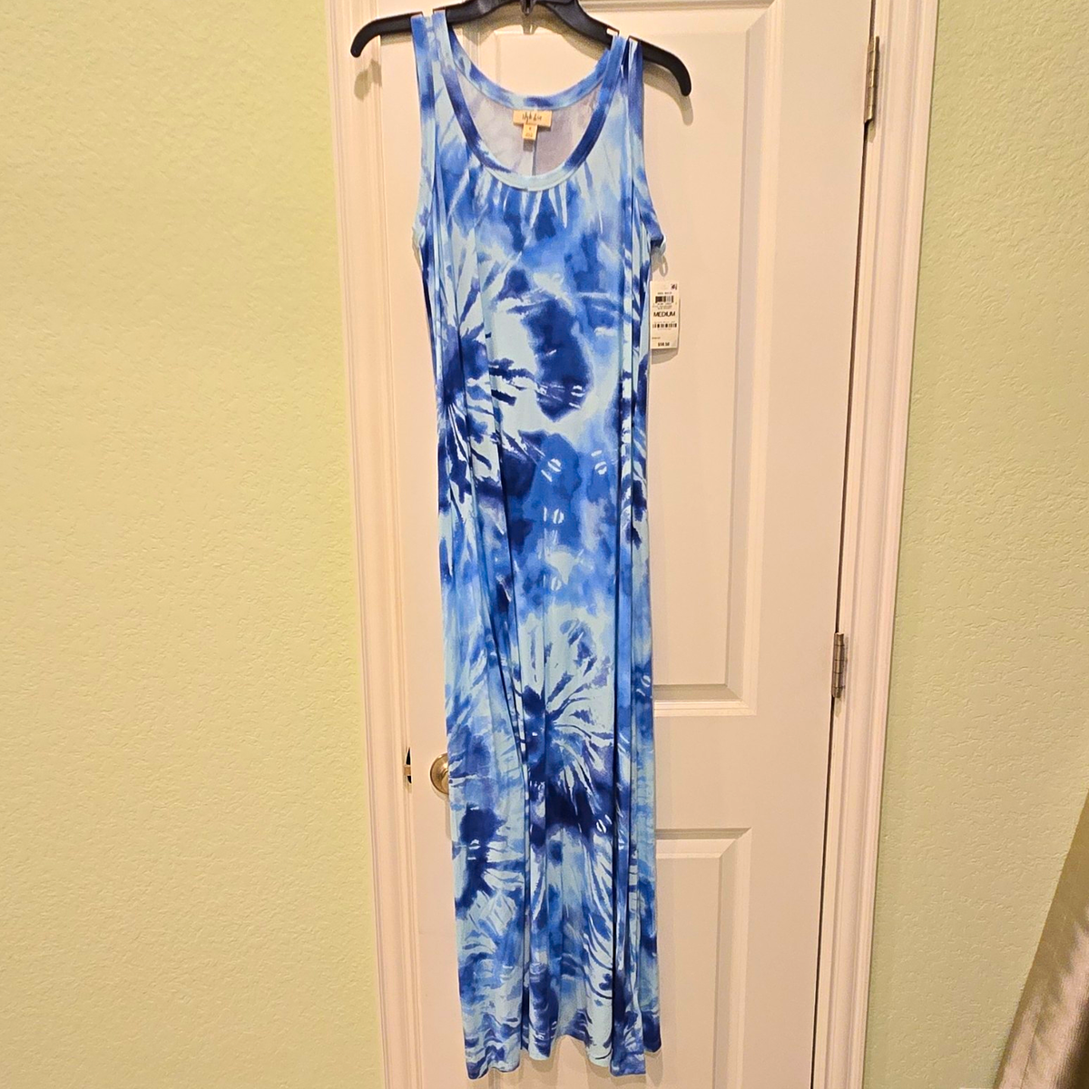 tie dye knit dress Style & Co. Women’s Blue/White Tie-Dye Maxi Tank Scoop Neck Size M Wholesale USA