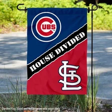 House Divided Cubs and Cardinals Garden Flag and Yard Banner