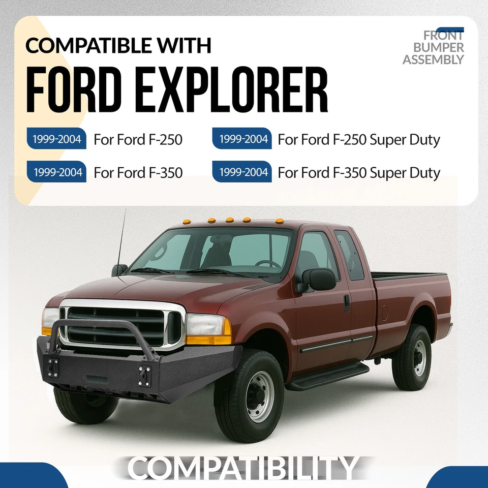 For Ford F-250 F-350 Super Duty 1999-2004 Steel Front Bumper Assembly - Image 2 of 4