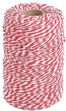 Red and White Cotton Twine String - 656 Feet, Ideal for Crafts, Gift Wrapping, P