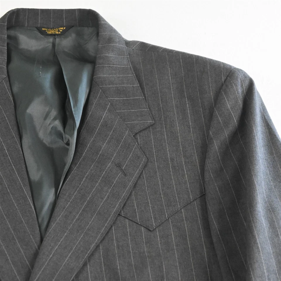 Винтажный Western Yoke 2 брюки 46L 38 x 32 серый в полоску Мужская куртка брюки костюм - Изображение 3 из 4