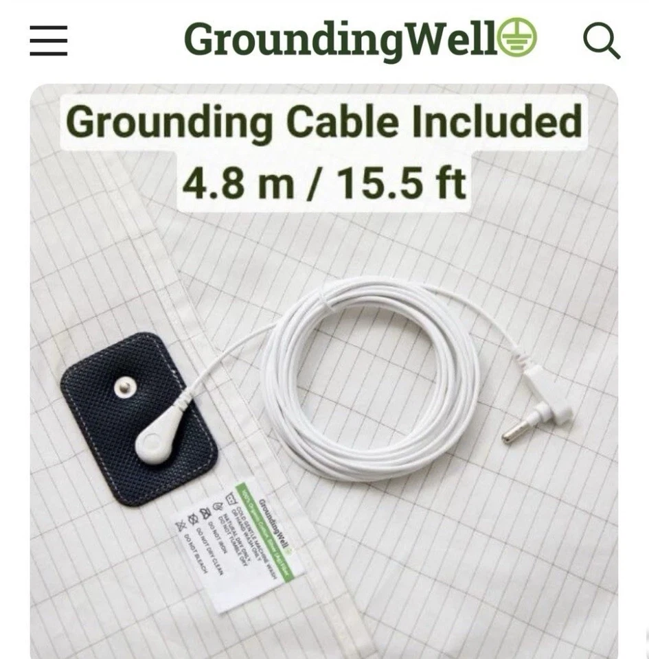 GroundingWell Flat Bed Sheet 50cm (19.7in) x 265cm (104.3in) Organic Cotton New - Image 3 of 4