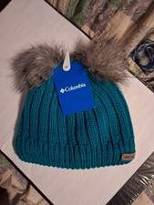 Columbia Youth Snow Problem  II 2 Beanie Teal Double Pom NWT OSFA 25 MSRP