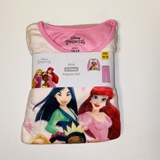 Disney Princess Girls Pajama Set 2 Piece Long Sleeve Size L 10/12 Soft Pink NEW