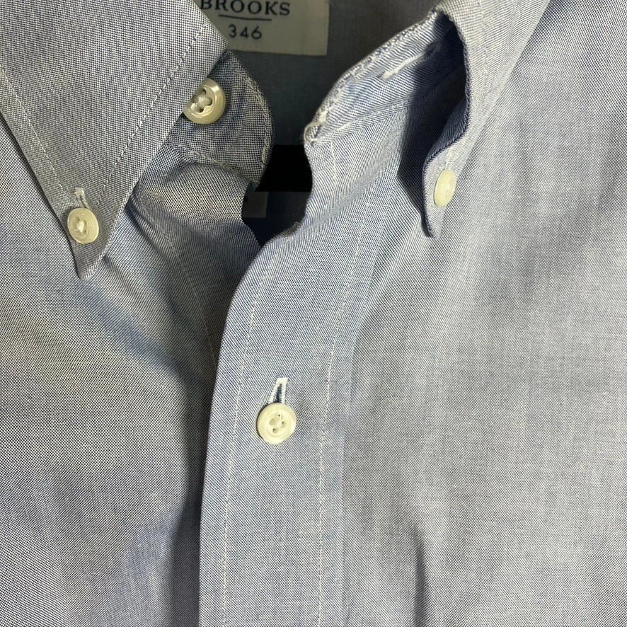 Brooks 346 Mens 17 36 Blue Oxford Button Down Long Sleeve Dress Shirt Non Iron - Image 2 of 4