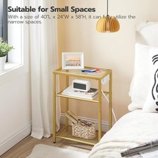 3-Tier Side Table End Table with Charging Station Nightstand Coffee Table