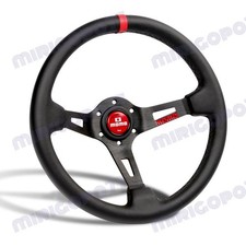 Red Line 350mm Racing Steering Wheel Microfiber Leather Material With Horn Butto