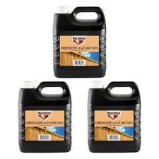 3x Bartoline Light Brown Creocote Oil-Based Timber Treatment Exterior Wood 4L