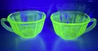 Vintage Anchor Hocking Princess Uranium Glass Cream Soup Cups Pair UV
