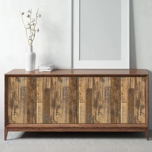 Papel tapiz pelar y pegar tablones de madera envejecida - vinilo Shiplap marrón rústico Foto 4 de 4