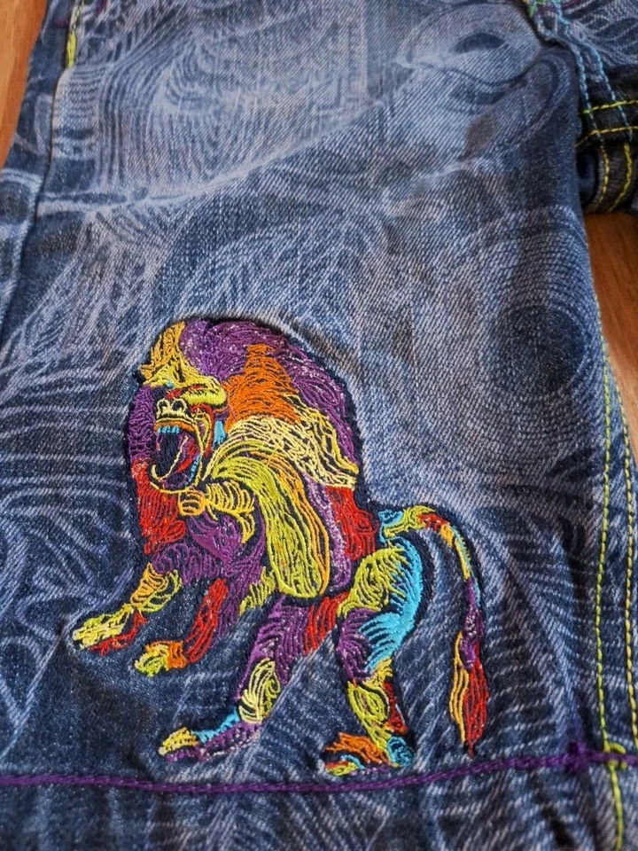 Coogi Embroidered Lion Toucan Bird Forest Skater Grunge Denim Shorts Kid Small - Image 3 of 4
