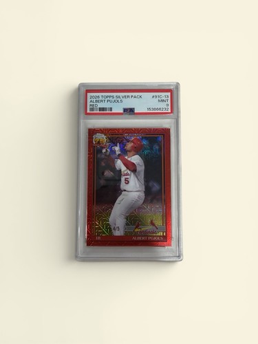 2026 Topps Silver Pack Albert Pujols St. Louis Cardinals #91C-13 Red /5 PSA 9