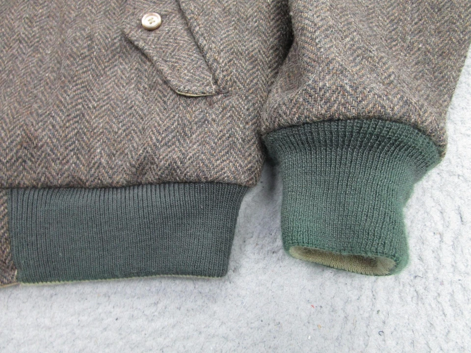 Vintage Lands End Jacket Mens Medium Wool Reversible Bomber Made USA Brown 90s - Image 3 of 4