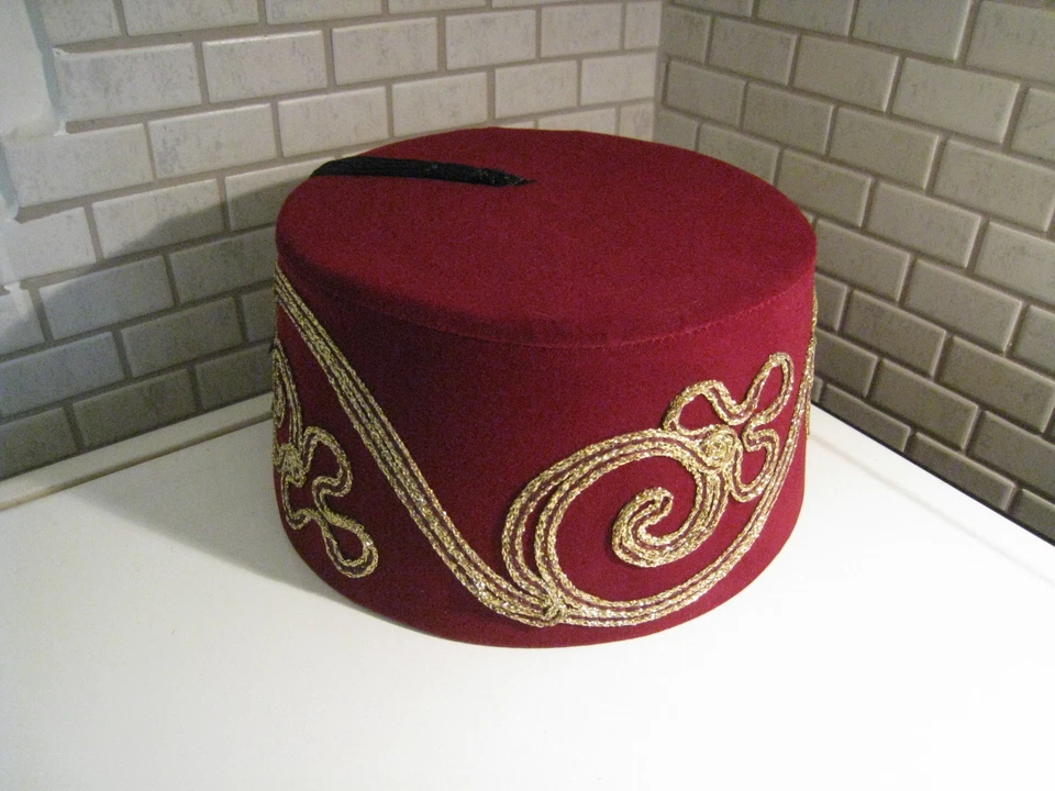 ADULTO ROJO FEZ CON BORLA, AUTÉNTICO FEZ TURCO, TARBOOSH, SOMBRERO OTOMANO FES Foto 2 de 4