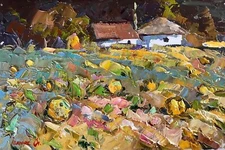 Oil Painting Garden Bed Kalenyuk A Original Framed Wall Hanging Decor nKalen590