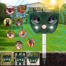 Solar Ultrasonic Power Pest Animal Repeller Repellent Cat Dog Fox Outdoor Night