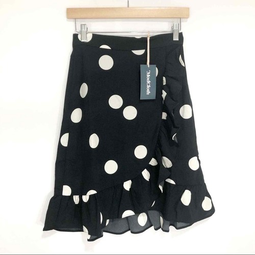NEW Modcloth It's a Wrap Ruffled A-Line Skirt Polka Dot Women's XS Size 2 - Picture 3 of 10