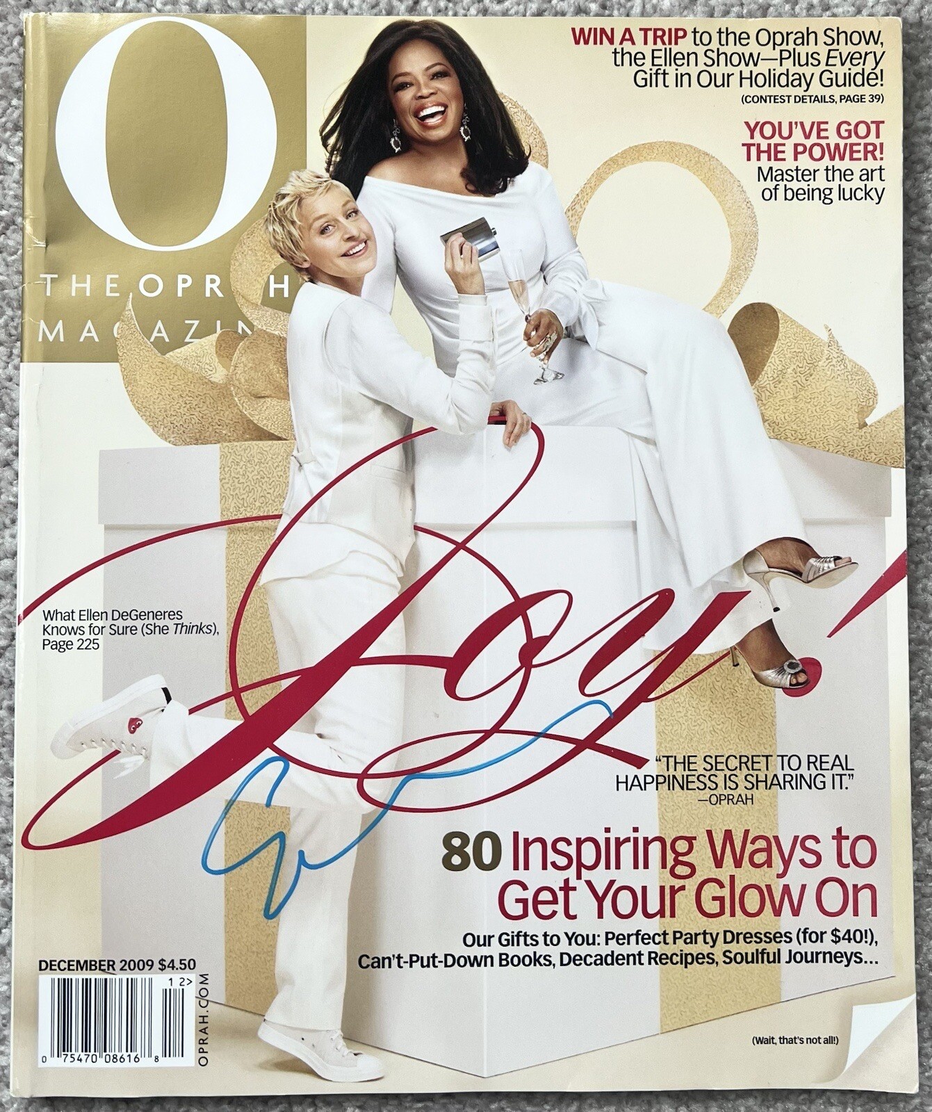 Ellen DeGeneres Signed In Person O The Oprah Magazine Holiday Edition Authentic