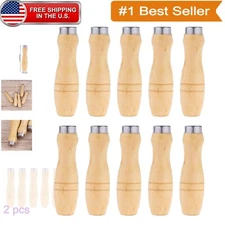 10PCS Ergonomic Wooden File Handles with Metal Collars - 4 Inch Comfort Grips