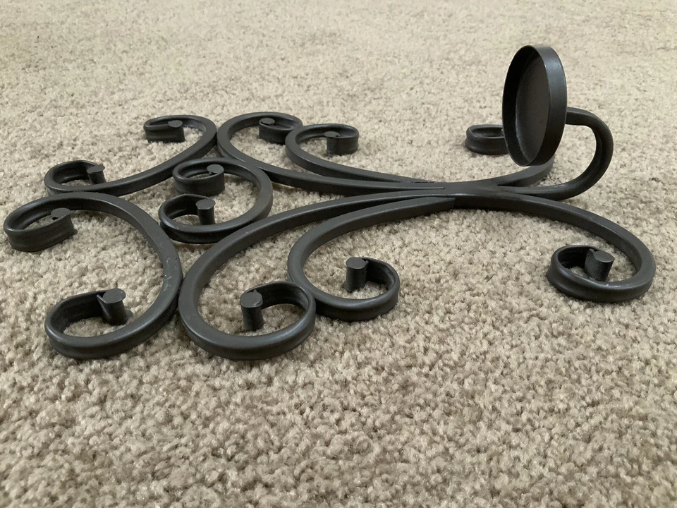 (2) Arandela de parede marrom ornamentada TOSCANA 14" suporte de vela de ferro para pilar 3" - Imagem 3 de 4