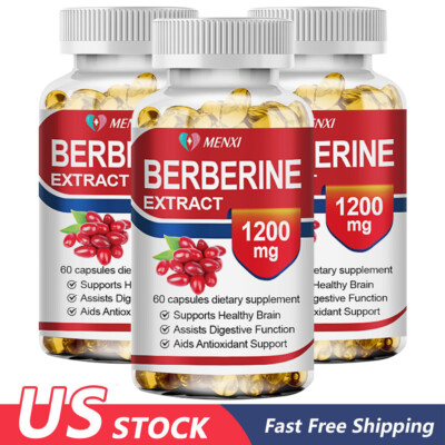 180 Capsules Premium Berberine HCL 1200mg High Potency Blood Sugar Support Cap